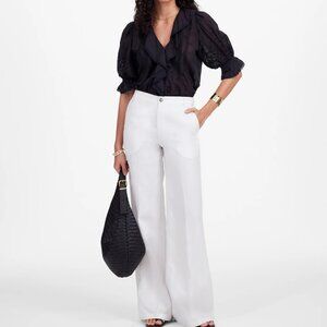 NWT Madewell The Zoe Relaxed Wide Pant in 100% Linen Size 2 in Salt